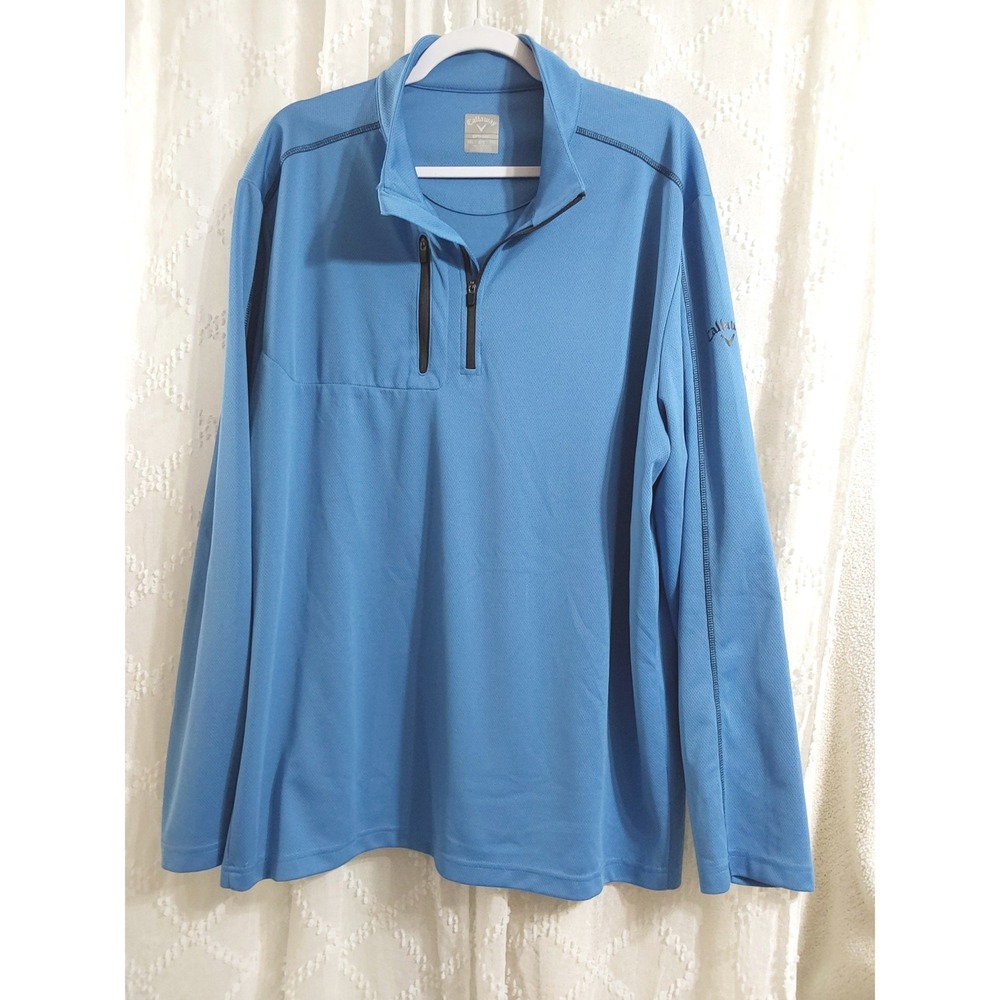 Callaway Mens XXL Blue Opti-Dri Quarter Zip Pullover Golf Jacket Chest Pocket